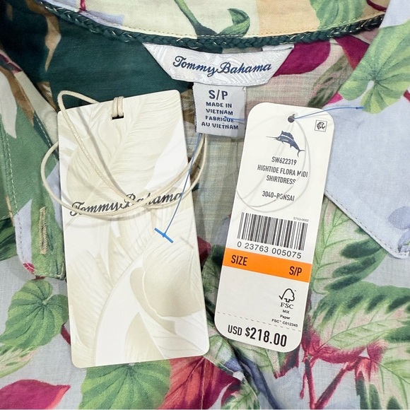 Tommy Bahama Womens Hightide Flora Midi Belted Button Front Shirt Dress NWT $218 - Picture 11 of 16